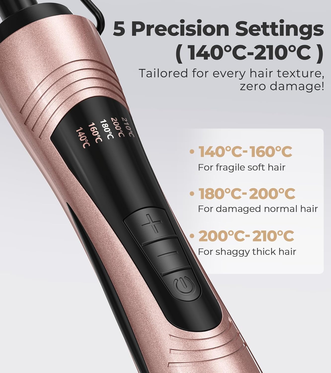 Farery – Peigne Chauffant Lisseur – Temp. réglable, arrêt auto, double tension