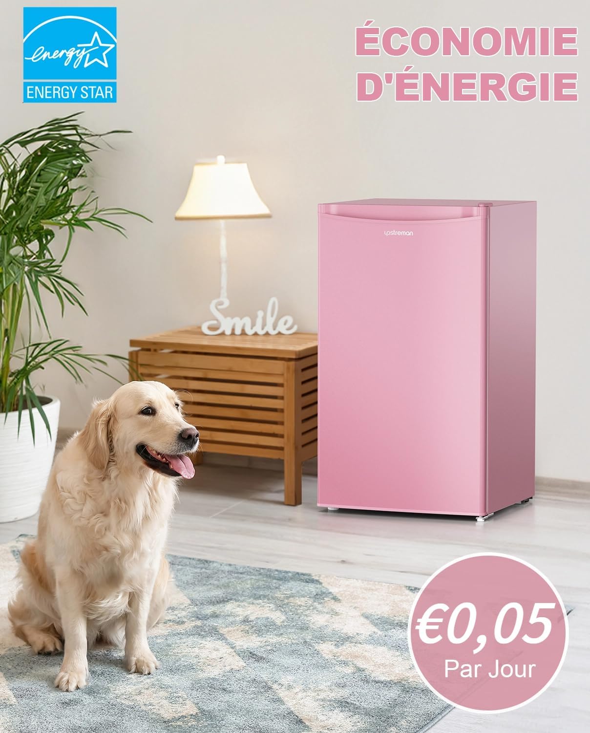 Upstreman - BR321 - 91L - frigo avec congélateur, thermostat réglable