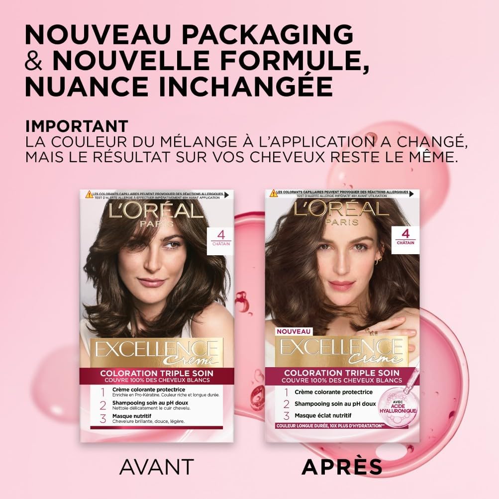 L'Oréal Paris - Excellence Crème - Blond (7) - Coloration cheveux, 100% couvre cheveux blancs