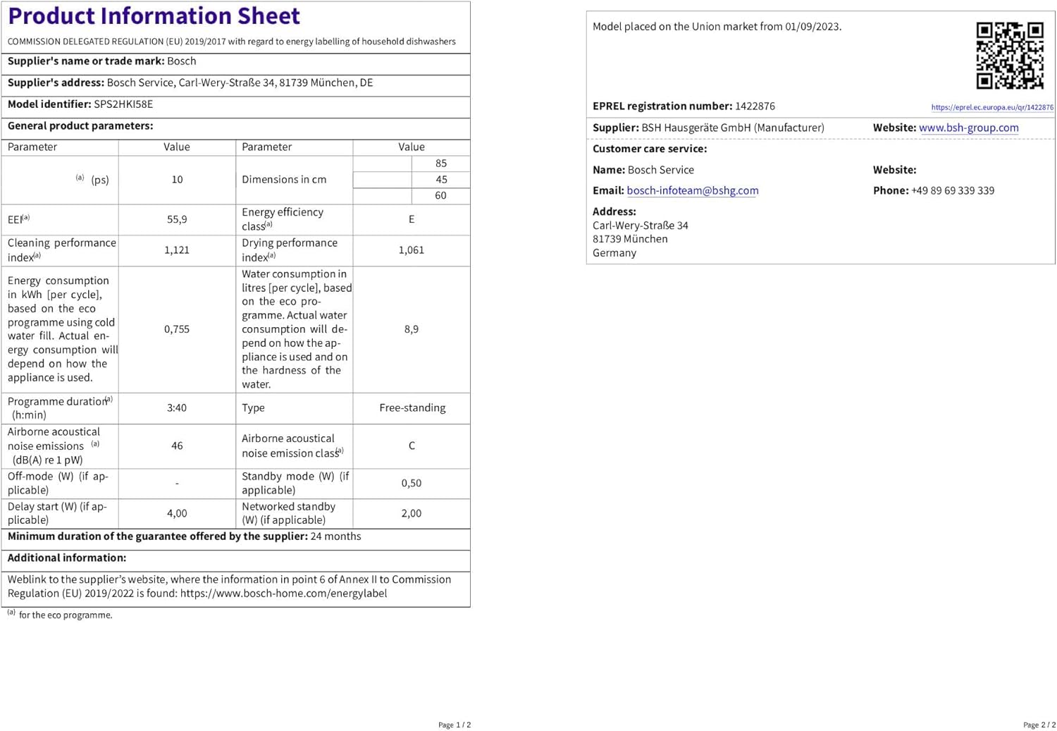 Bosch - lave-vaisselle Série 2 - 45 cm - 10 couverts, Home Connect, inox, 