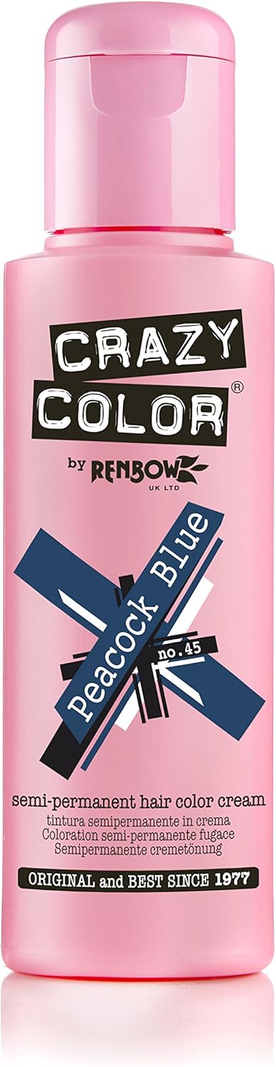 Renbow - Crazy Colour Peacock Blue - 100ml - coloration semi-permanente, boîte de 4