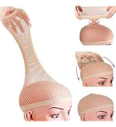 Dreamlover Lot de 2 filets pour perruques, bonnets de perruque pour maintenir la perruque en place, filet de perruque pour cheveux longs, couleur chair