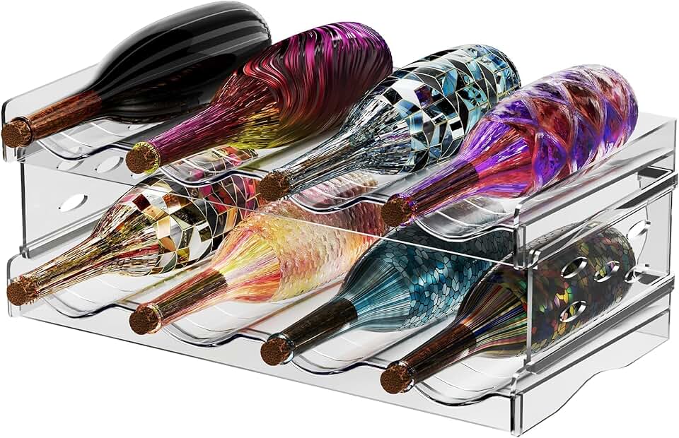 Range-bouteilles empilable plastique - 8 bouteilles - pour frigo et cuisine