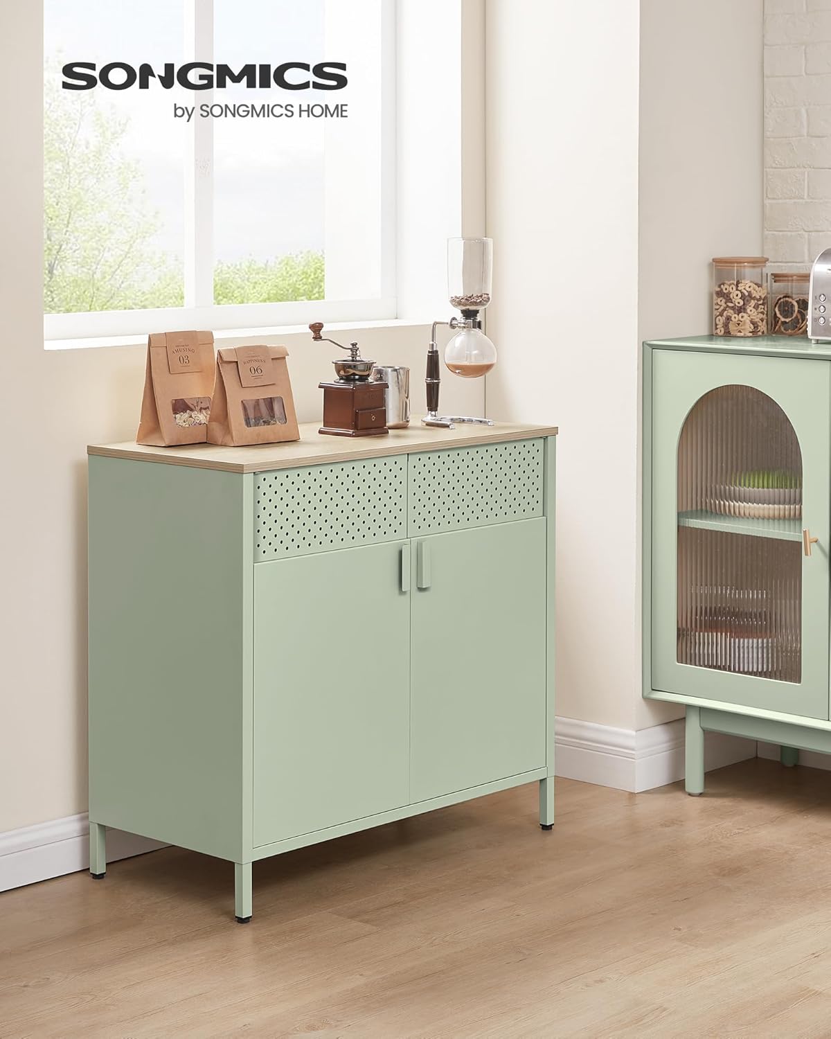 SONGMICS - meuble buffet métal, 40x80x76cm, double porte, LSC102C01