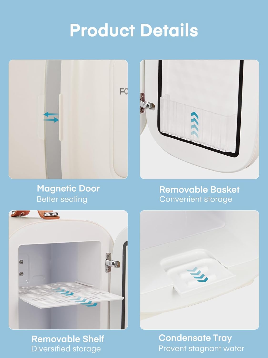 FOHERE - Mini frigo 5L - compact 6 canettes, CA/CC, blanc