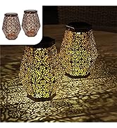 Gadgy Lot de 2 lanternes solaires hexagonales d'extérieur avec aspect marocain
