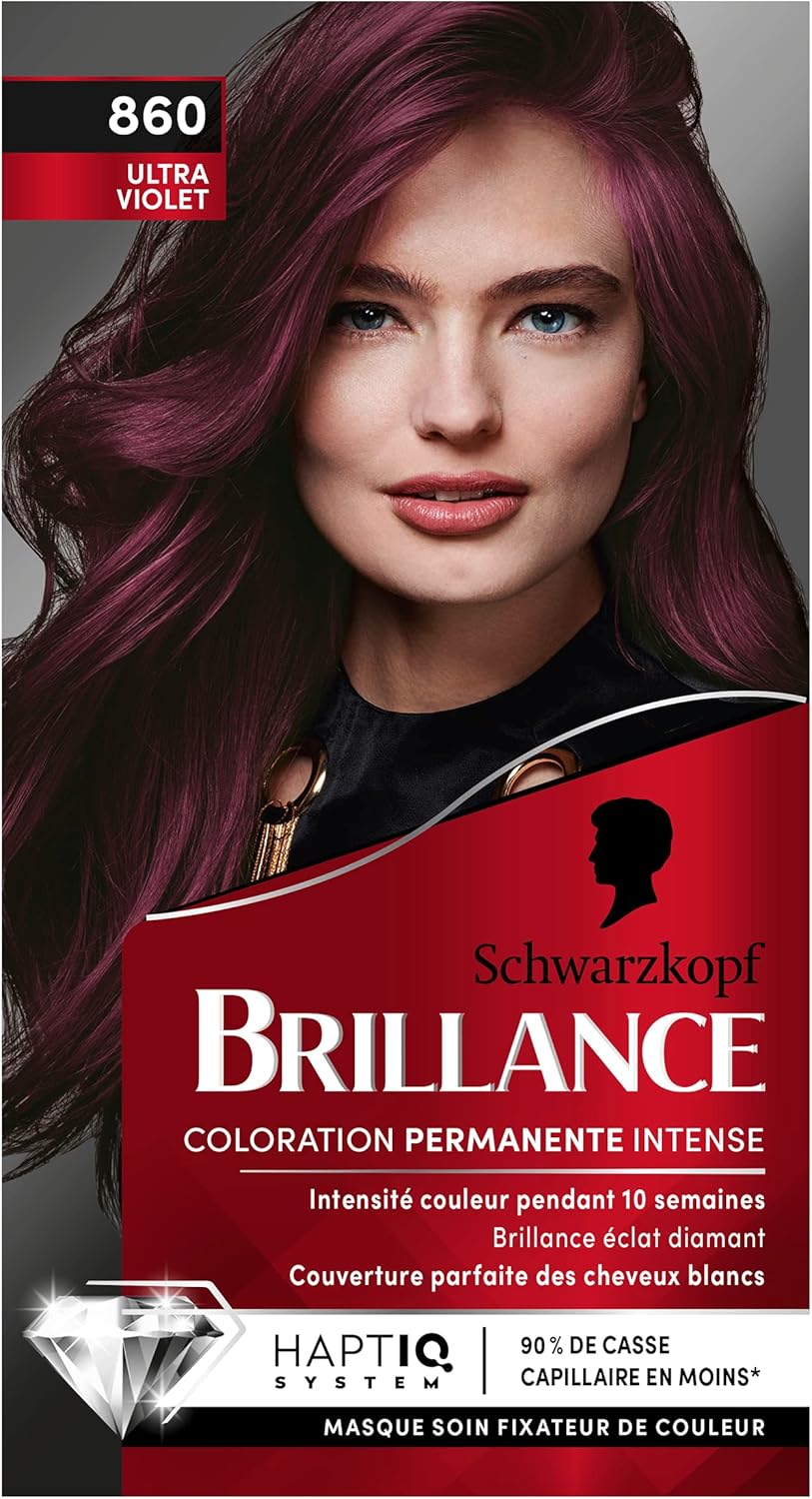 Schwarzkopf - Brillance coloration permanente - éclat diamant, couverture cheveux blancs, masque soin - 860