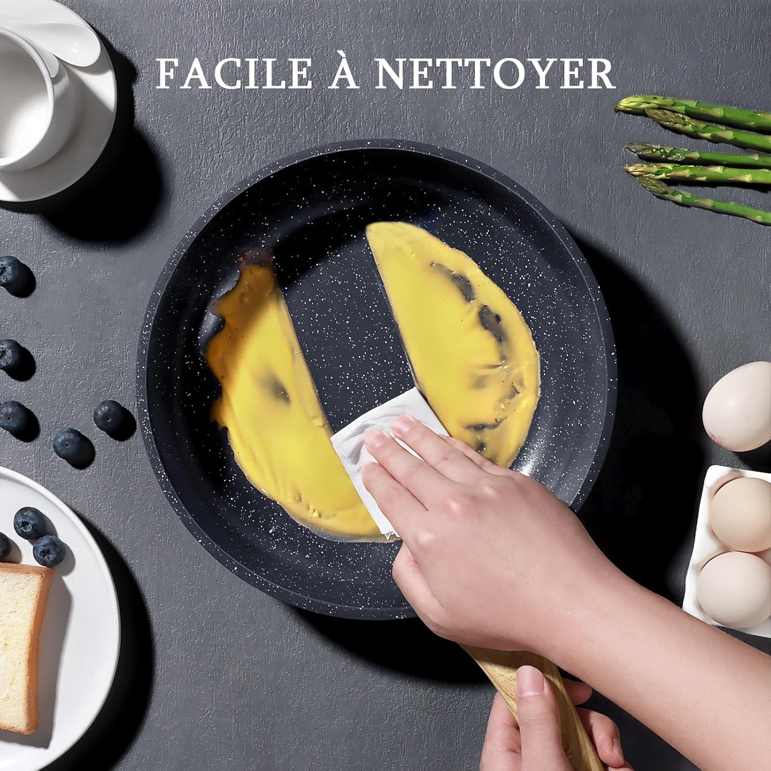 GiPP - Poêle granit série saine - 28cm - Antiadhésive, induction, PFAS/PFOA free