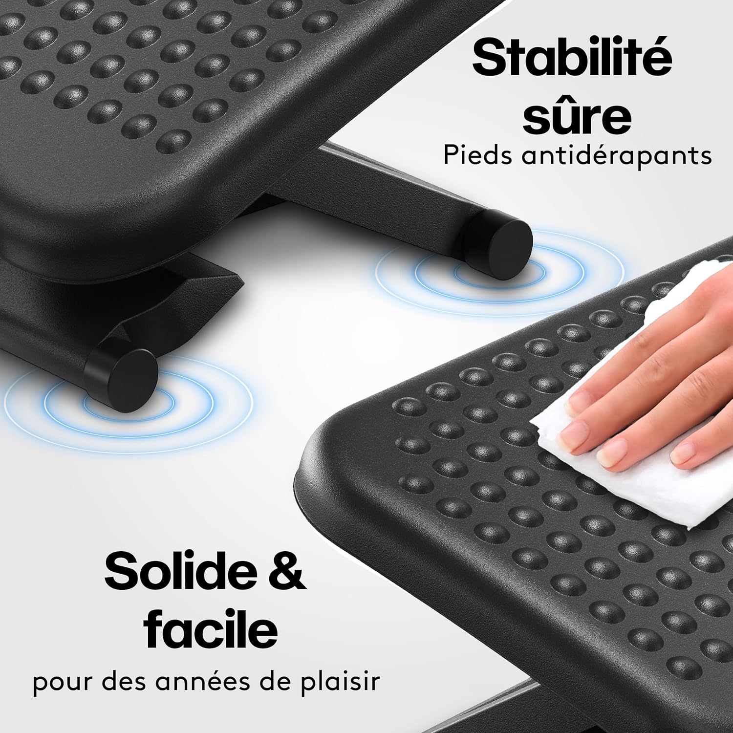 ACROPAQ - repose-pieds ergonomique, 3 hauteurs réglables, antidérapant, inclinaison -30/+30°, gris