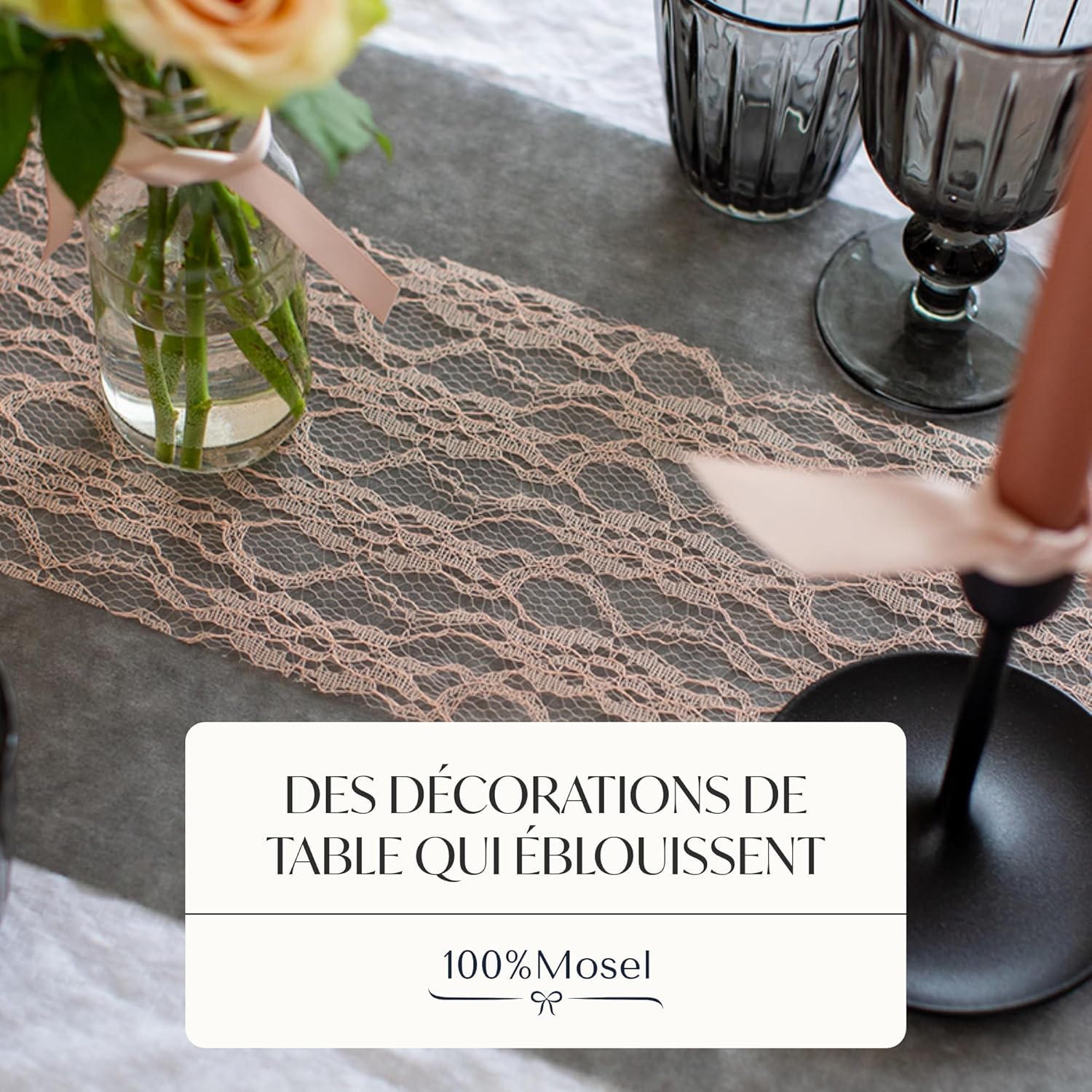 100%Mosel - Chemin de table non-tissé anthracite - 30x2500cm - décorations événements