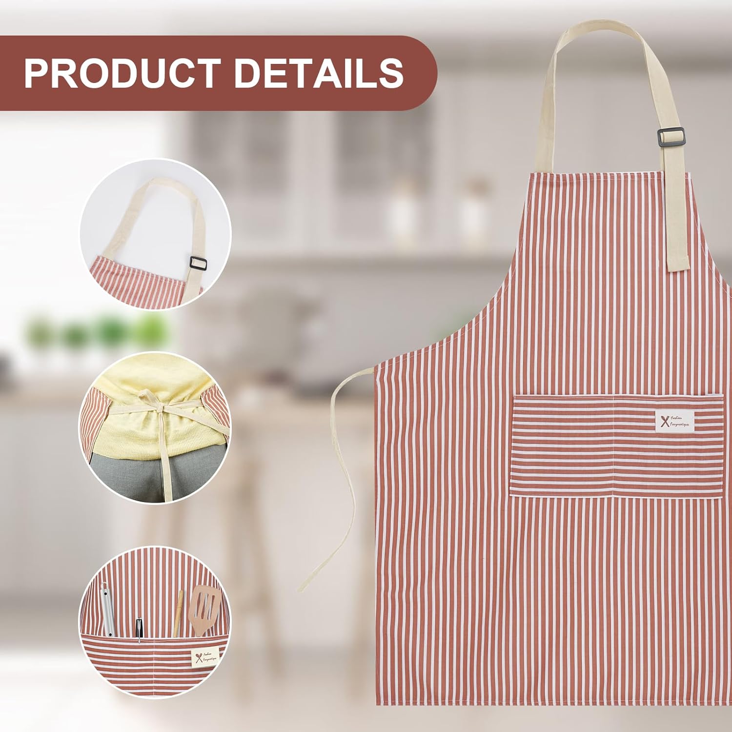 Vicloon - tablier de cuisine professionnel - coton - 2 poches, bretelles réglables, lot de 2