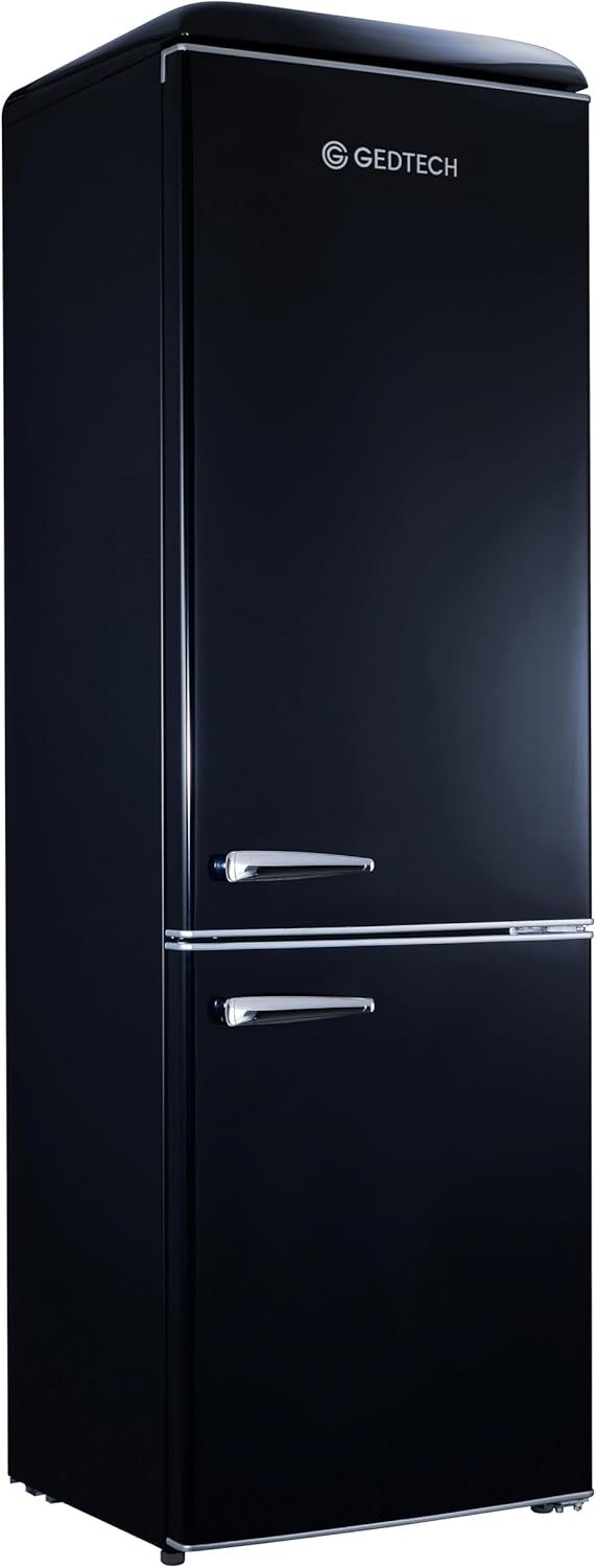 GEDTECH - réfrigérateur combiné vintage - 310L - noir, classe E, GCBV310BL