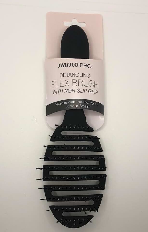Swissco - Pro Brosse démêlante - manche antidérapant - flexible - noir