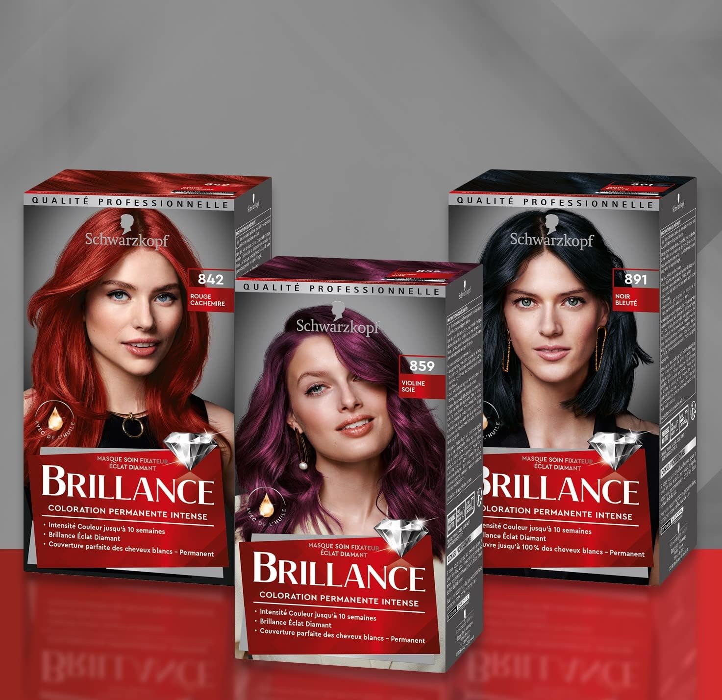 Schwarzkopf - Brillance - coloration intense, couvre cheveux blancs, soin couleur - Rouge Brocart 845