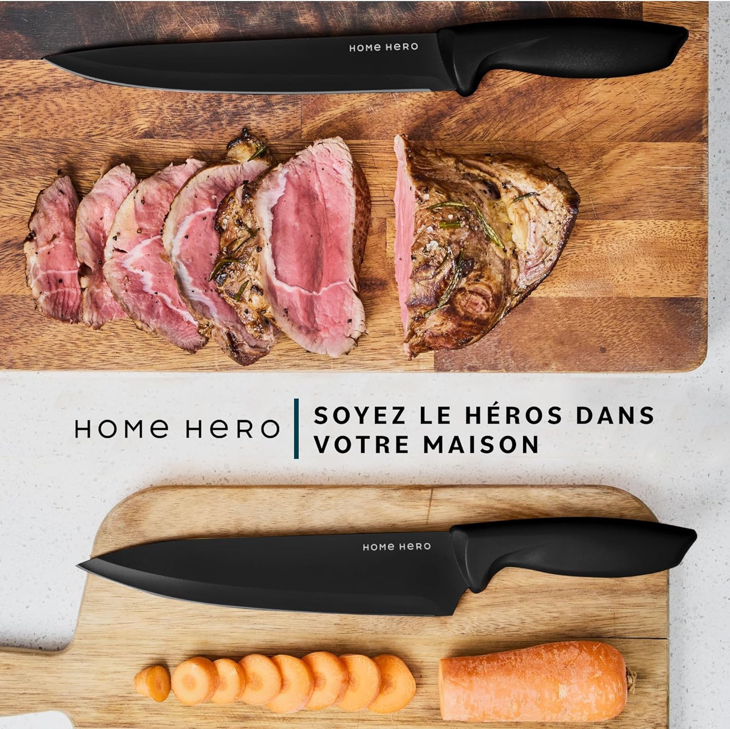 Home Hero - Ensemble couteaux 11pcs avec étui, acier inox, aiguiseur