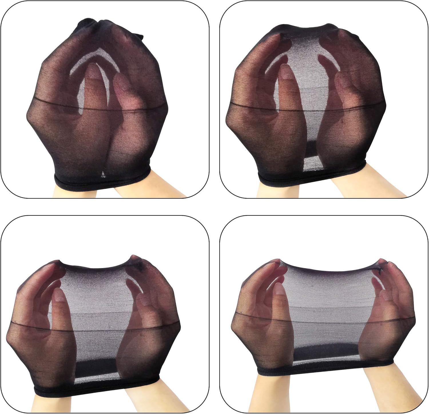 Bonnets de perruque nylon unisexes - lot de 6 - respirants, noirs