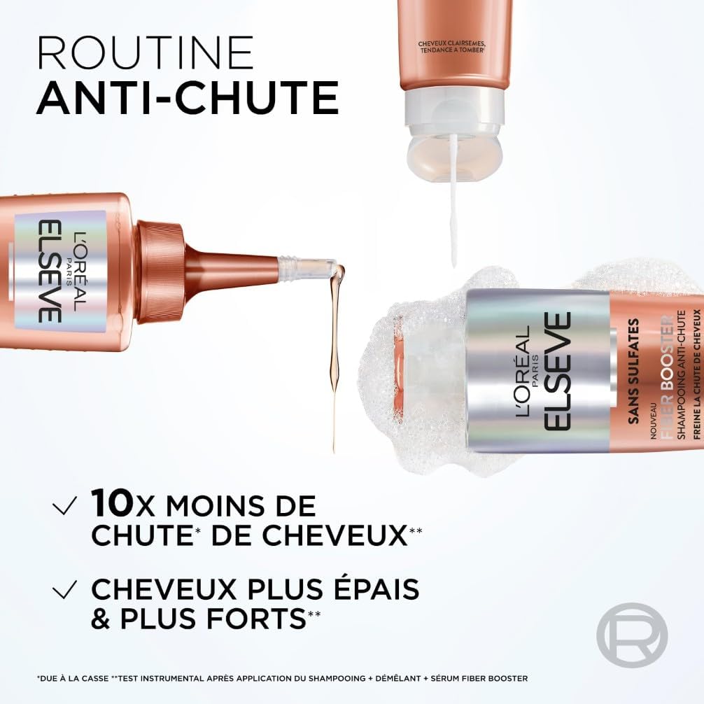 L'Oréal Paris - Elseve Fiber Booster - Shampooing & Sérum Anti-Chute, sans sulfates ni silicones, stimule la pousse