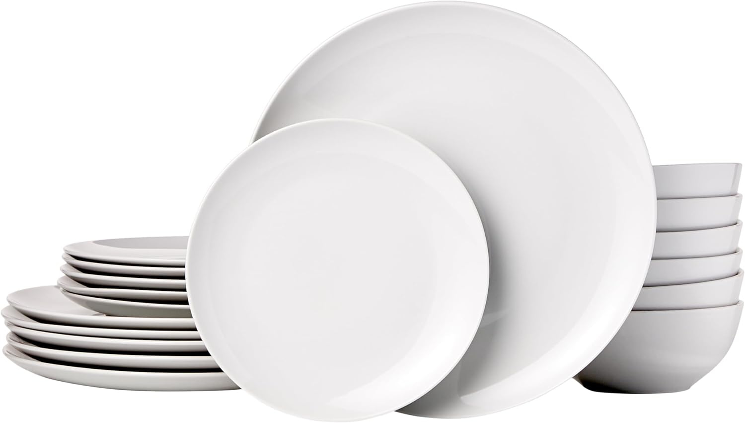maaxi-dealz Basics - service de table 18 pièces - porcelaine blanche - pour 6 personnes