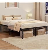 Yaheetech Lit Double 140x200cm en Métal Assemblage Simple pour Petits Espaces Adultes Noir