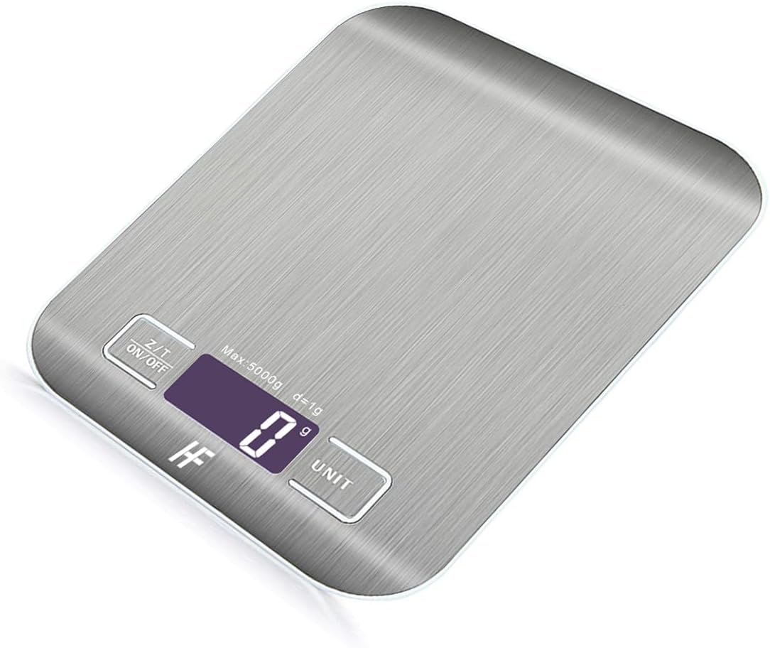 HomeFashion - Balance cuisine acier inox - 5000g/1g - écran LCD, tare