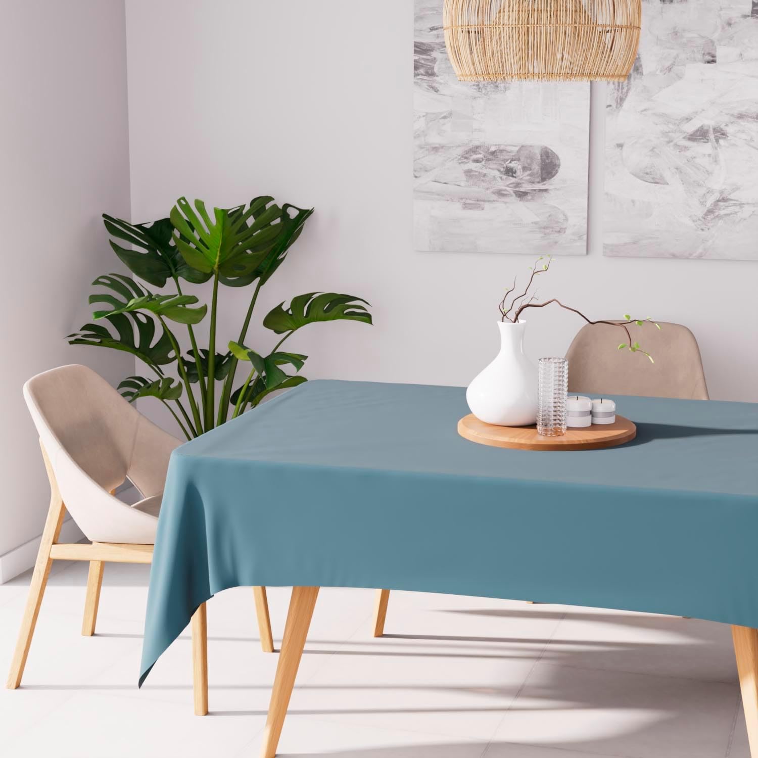 Soleil d'Ocre - Alix nappe rectangle, polyester, 160x270 cm, bleu