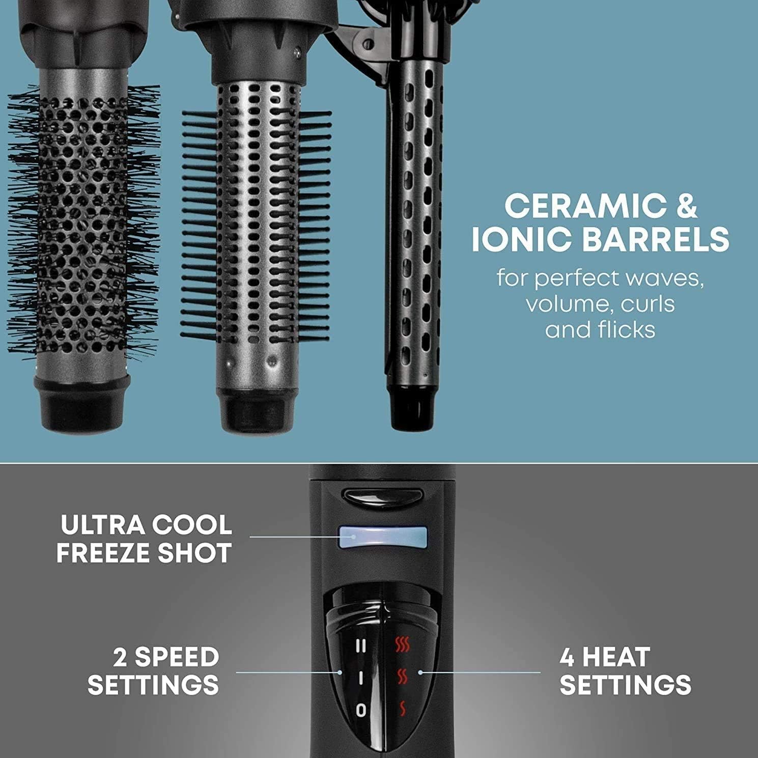 Revamp - Progloss Airstyle 5-en-1 - coiffe 5 accessoires, ionique, huiles infusées