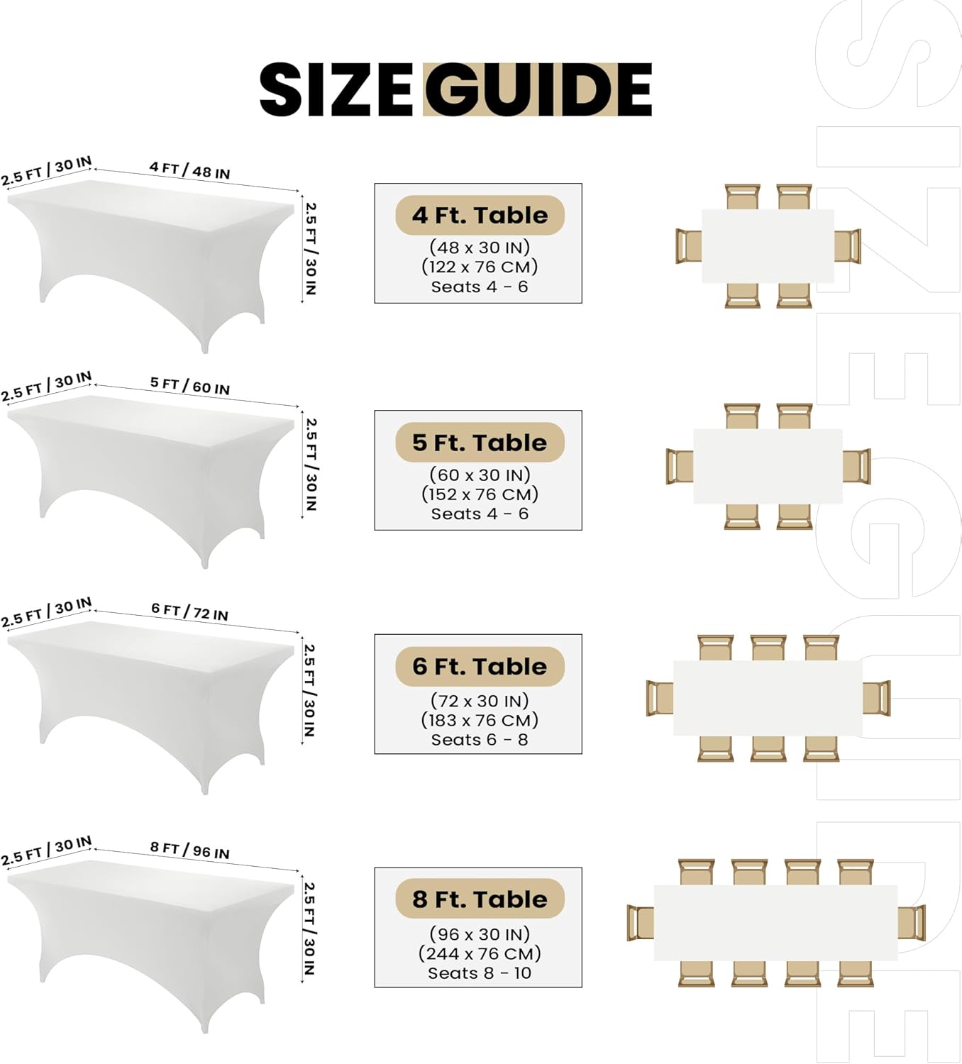 Utopia Kitchen - nappe de table extensible - 183 cm - polyester spandex, lavable, blanc