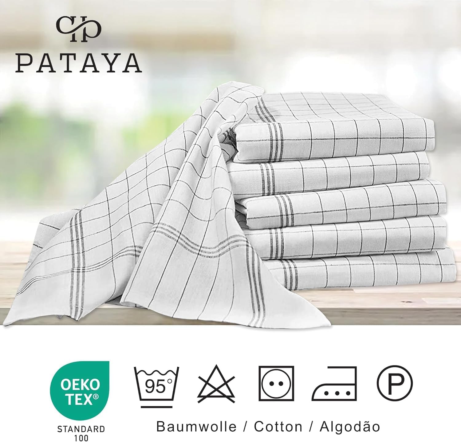 Pataya - torchons de cuisine lot de 20 - 50x70 cm - coton Oeko-TEX absorbant