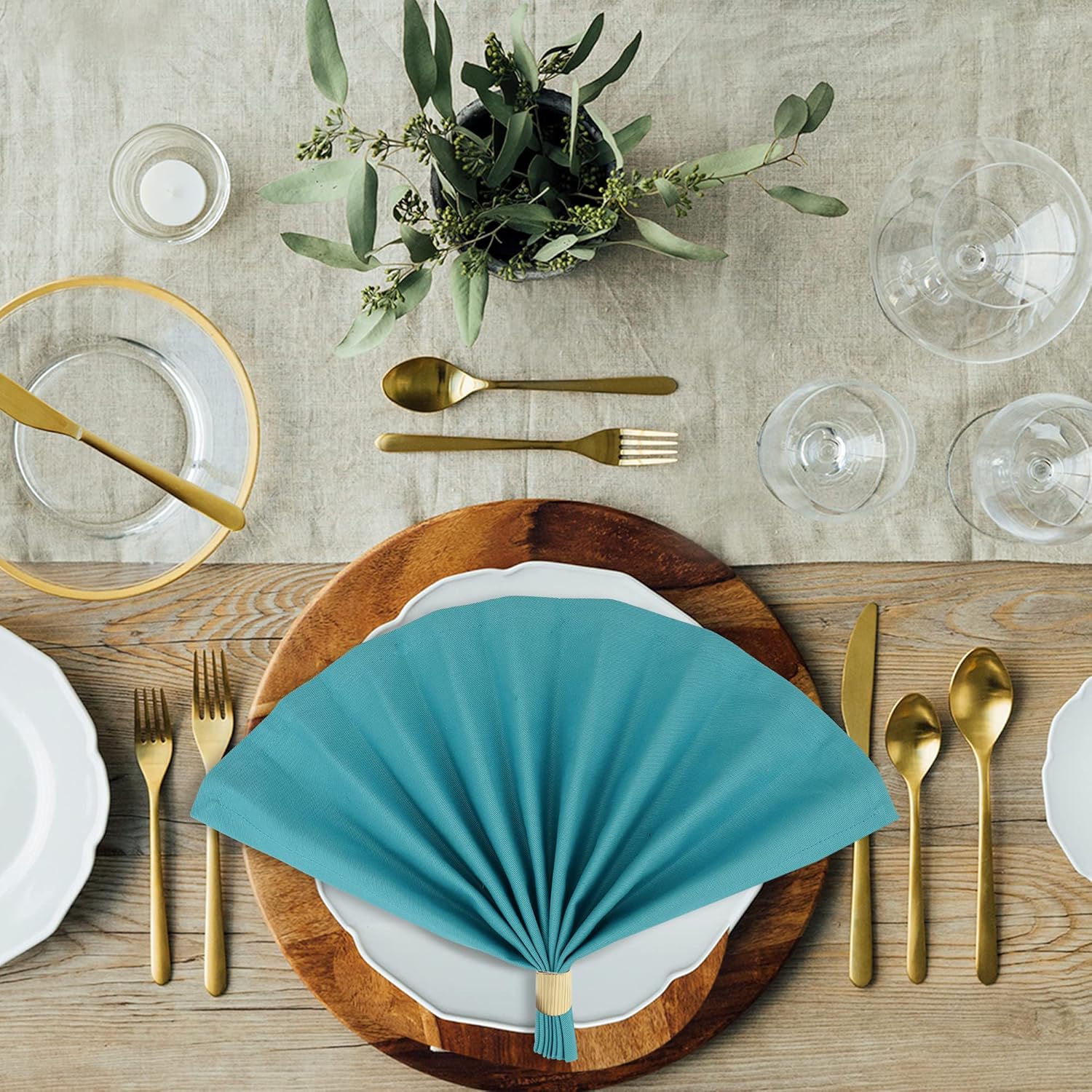 Sweet Needle - serviettes de table, 45x45 cm, coton épais, coins arrondis, lot de 12