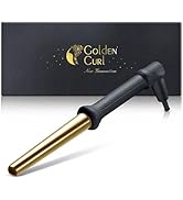 avec poignée texturée noire et corps doré, présenté avec un emballage noir de marque