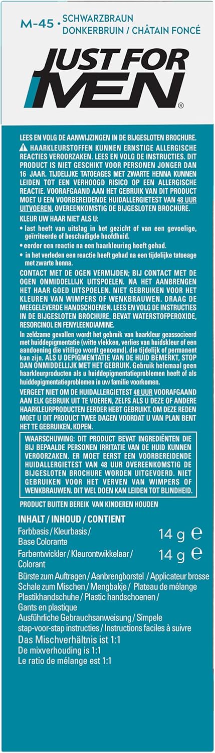 Just For Men - coloration barbe et moustache - naturel, sans ammoniaque, couvre poils gris, peigne - M45