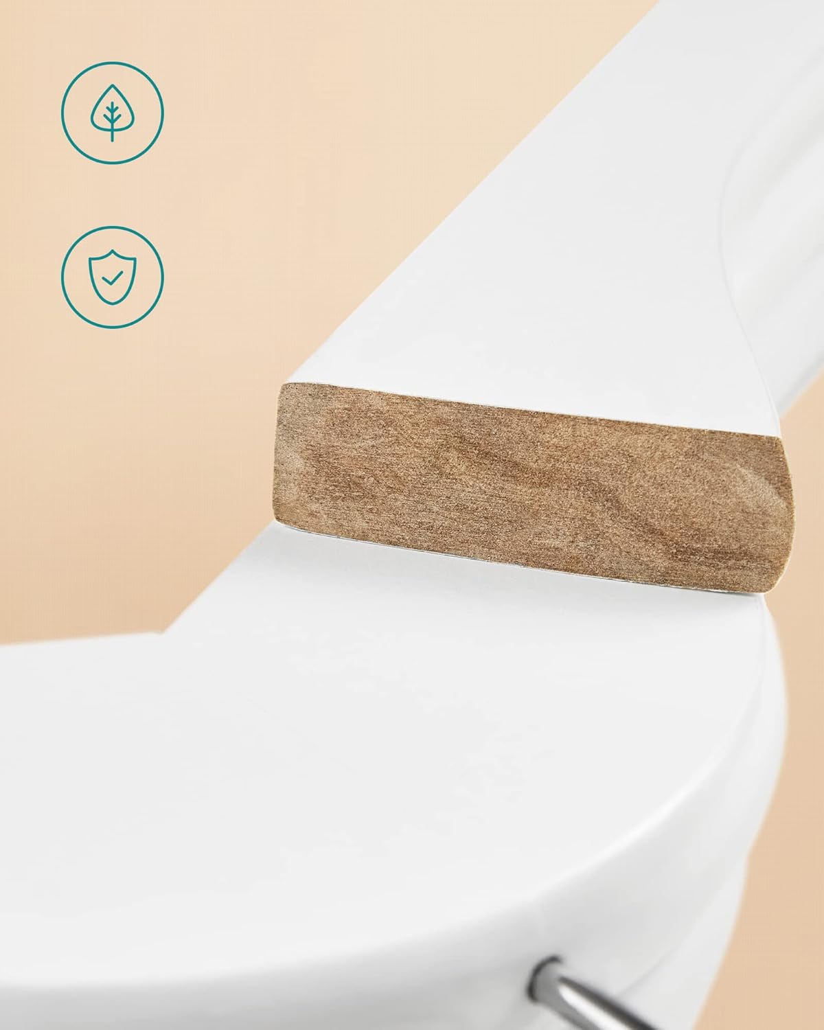 SONGMICS Cintre Bois, Lot de 100, avec Encoches Antiglisse, Barre Antidérapante pour Pantalons, Crochet Pivotant à 360°, pour Costumes, Chemises, Manteaux, Blanc CRW03W-100