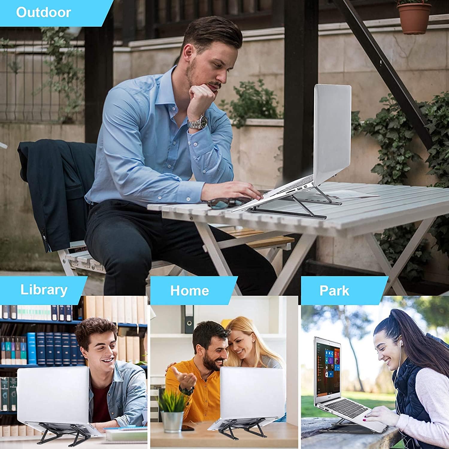 Support ordinateur portable aluminium réglable 10-17.3