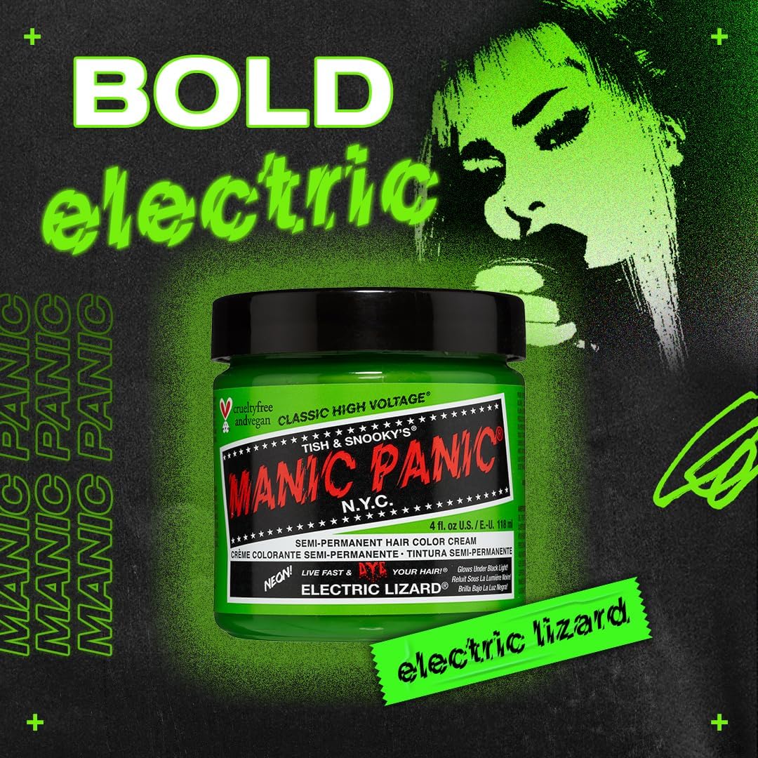 Manic Panic - Electric Lizard Cream - coloration cheveux - vert vif, finition crème