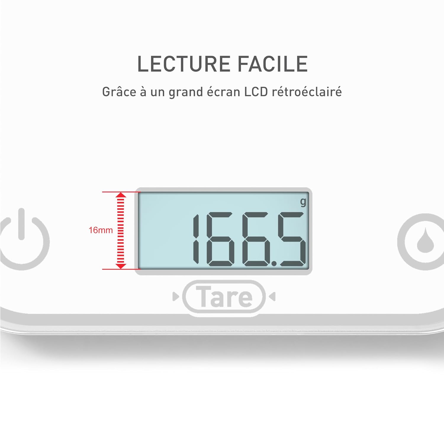 Tefal - Optiss balance de cuisine 5kg - écran LCD, anti-rayures, BC50U0V0