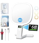 Auxmir Miroir Grossissant Double Face 1X/30X, Affichage LED et Commande Double, Miroir Maquillage...