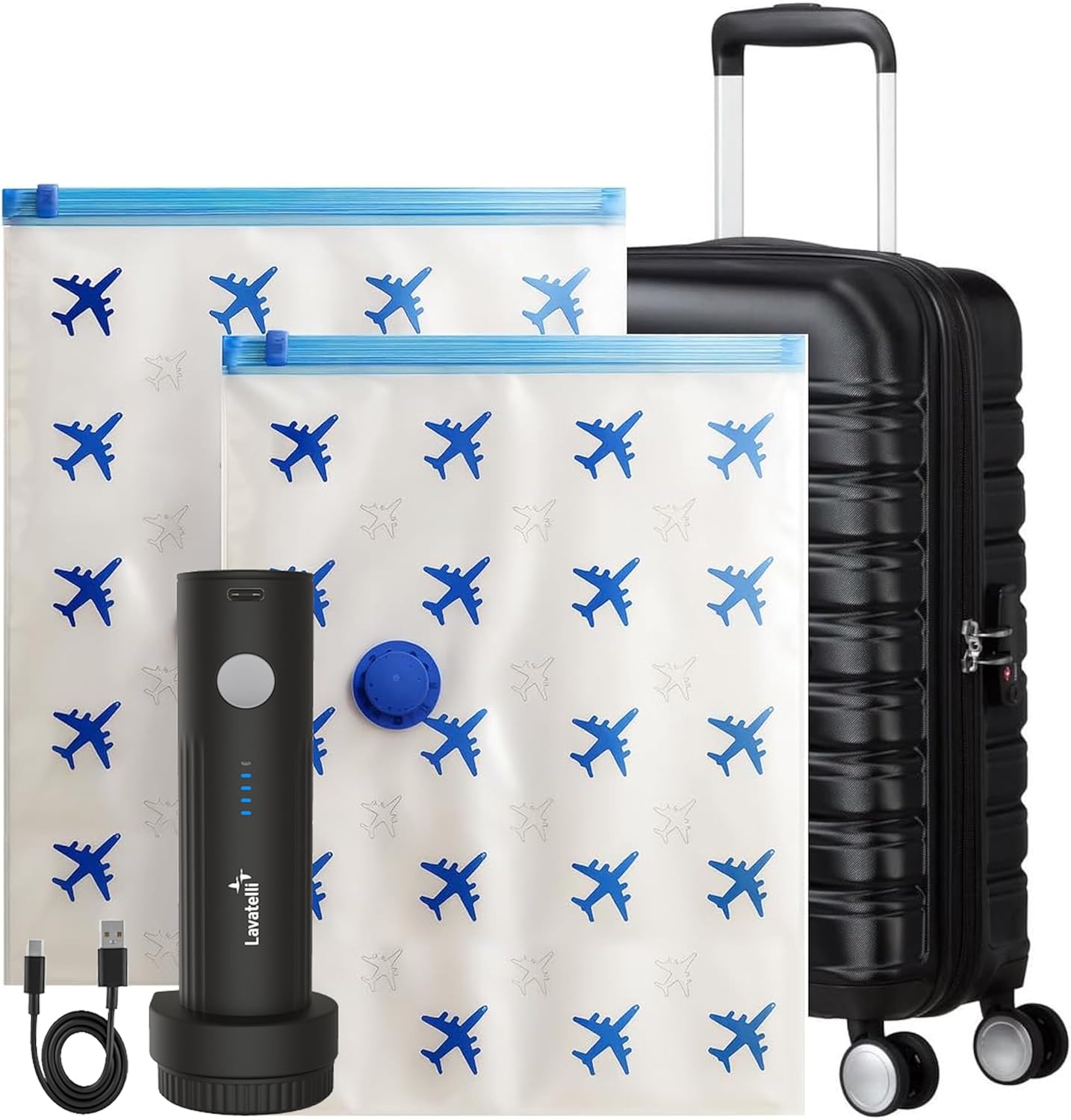 Lavatelli - Vac-U-Set - 40x60 cm - Pompe vide USB-C compacte, 2 sacs
