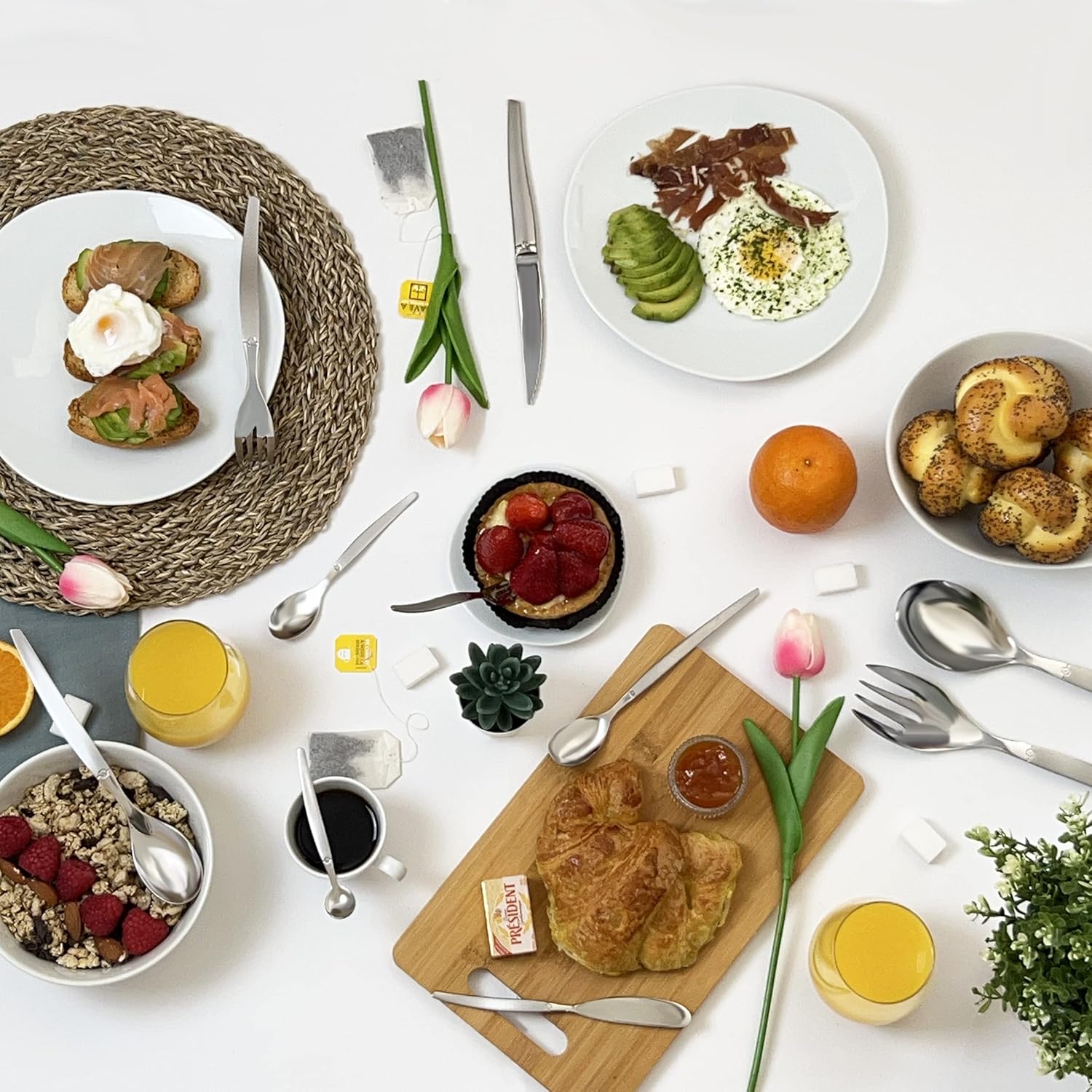 Lou Laguiole - Jet - 140 mm - 6 fourchettes à gâteau inox sablé