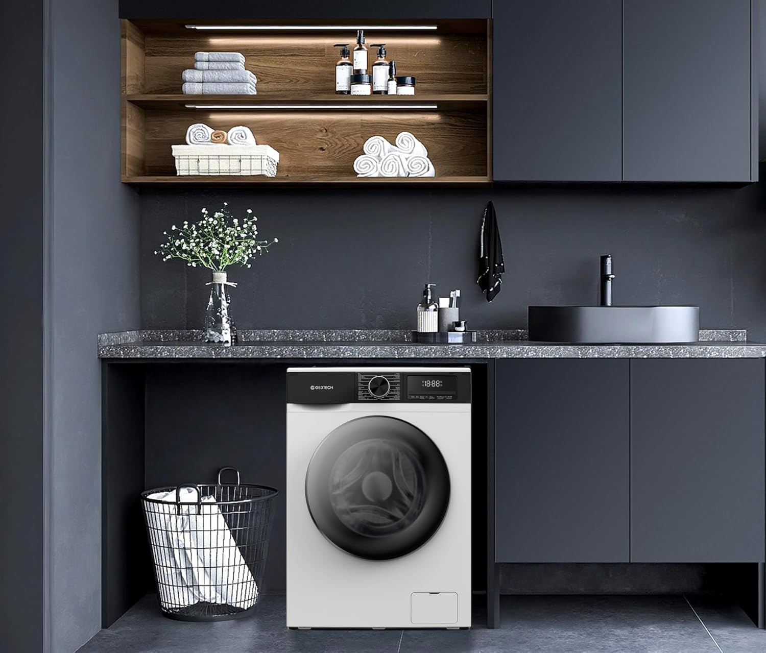 GEDTECH - Lave-linge frontal, 9kg, 1400tr/min, 16 programmes, GLL91400WH