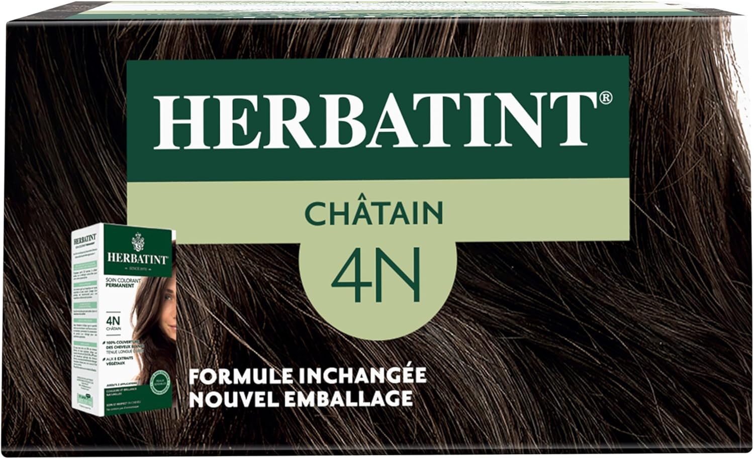 Herbatint - soin colorant permanent - 170ml - sans ammoniaque, 100% couvrance cheveux blancs, 4N