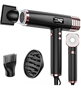 Mescomb Sèche-cheveux ionique professionnel avec diffuseur – Sèche-cheveux double tension 100–240 V, pas de dommages causés par la chaleur, S...