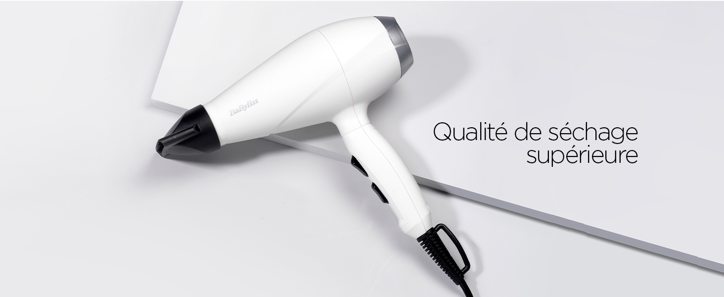 BaByliss, Sèche-cheveux Speed Pro 2000, 6704WE, séchage rapide, fabriqué en Italie, fonction ionique