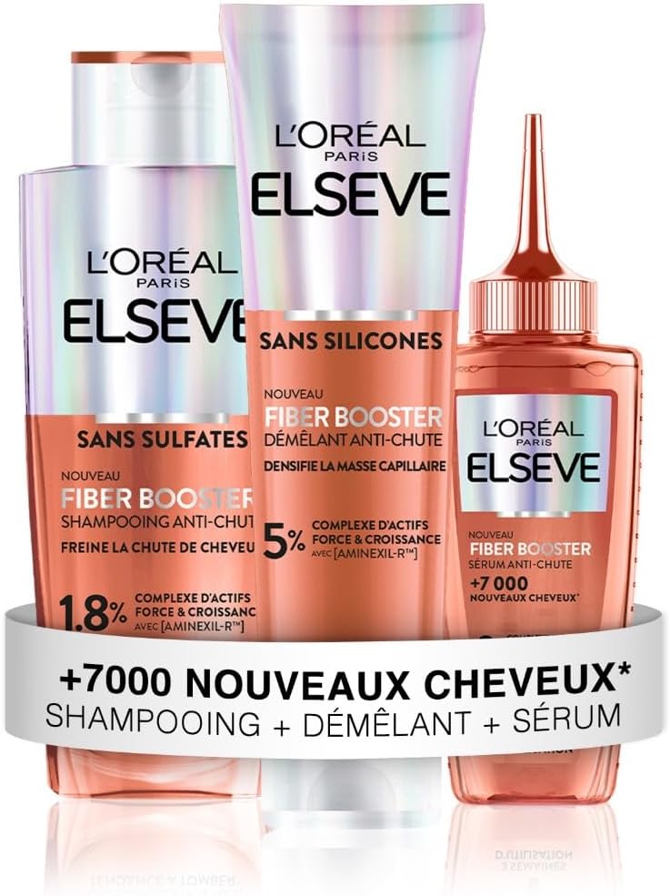 L'Oréal Paris - Elseve Fiber Booster - Shampooing & Sérum Anti-Chute, sans sulfates ni silicones, stimule la pousse