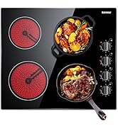 Karinear Plaque de Cuisson en Vitrocéramique - Cuisinière électrique de 60 cm, Table de Cuisson e...
