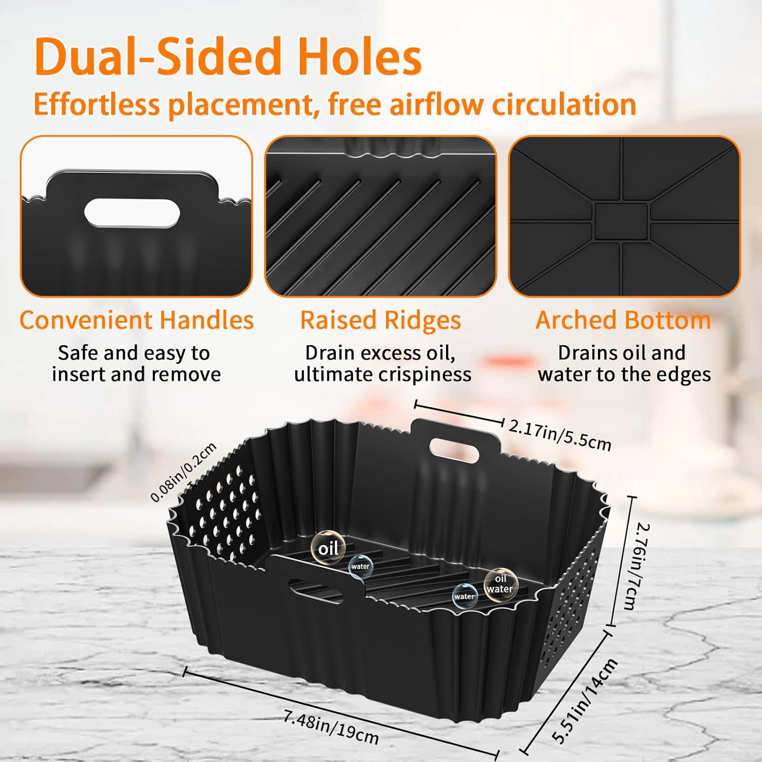 Moule silicone air fryer double, accessoires cuisine, 9.5L, SL400EU