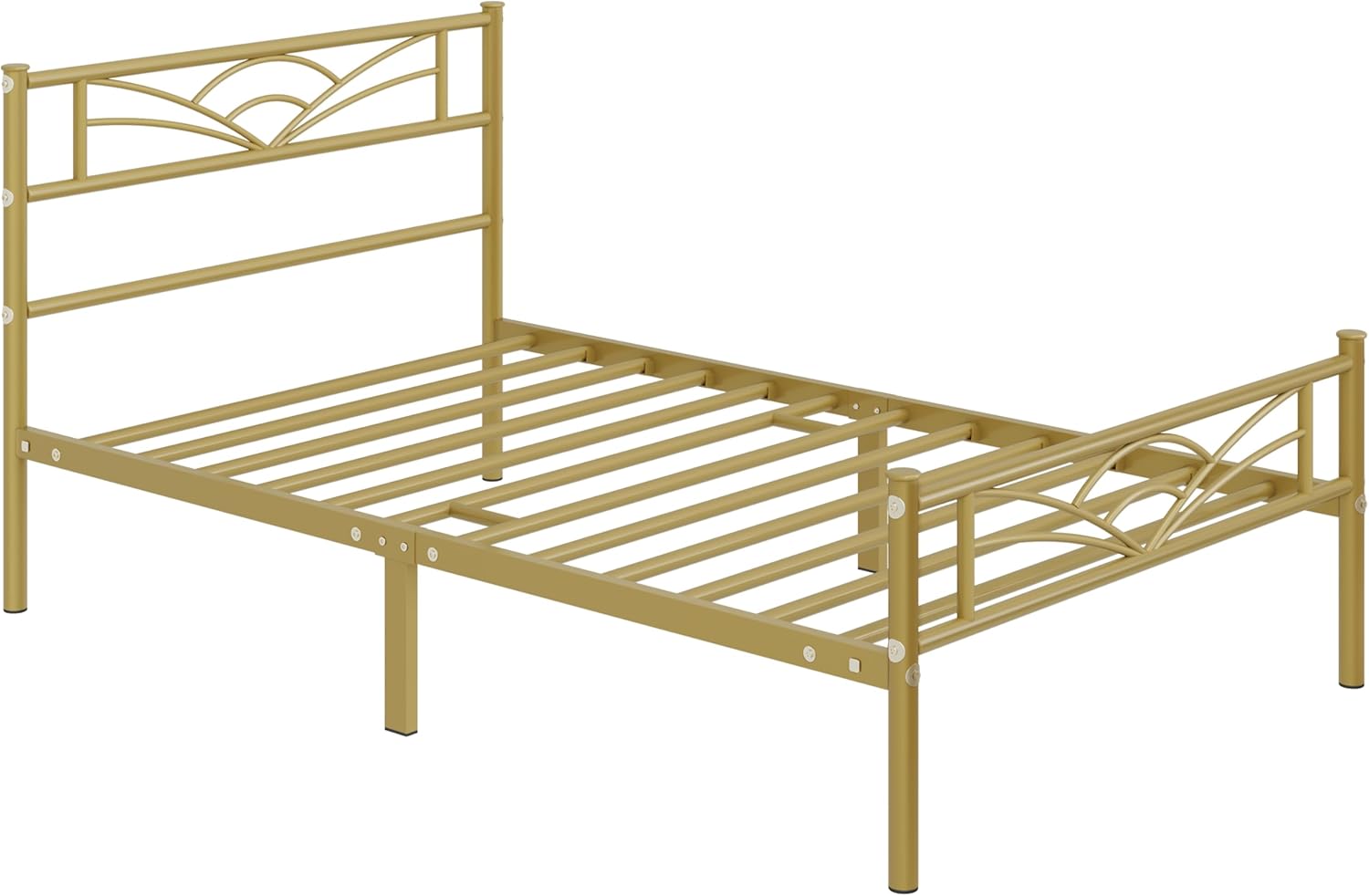 Yaheetech - lit simple métal - 90x190cm - cadre compact or antique