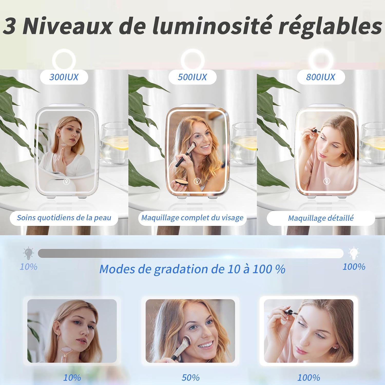 YASHE - Mini frigo 4L - LED miroir, chauffe/refroidit, portable, 220V/12V