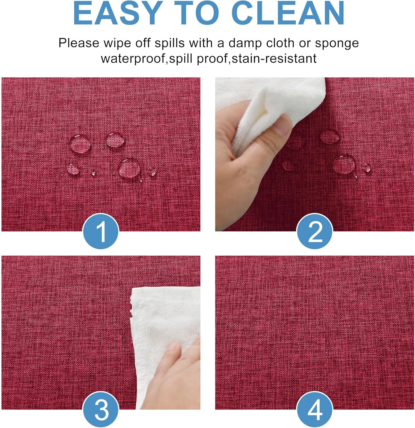 DWCN - nappe rouge lin aspect lavable 135x260cm imperméable