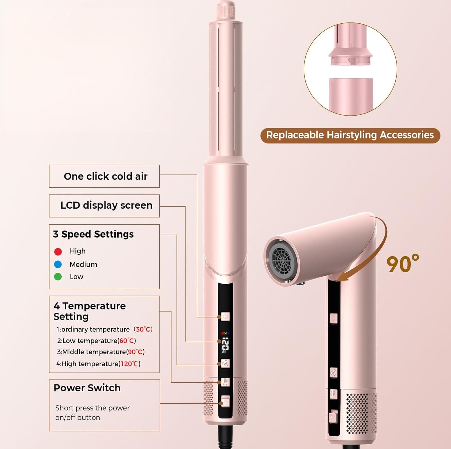 Atopskins - Air Styler 8 en 1, 1400W, 110000 U/Min, sèche-cheveux multifonction