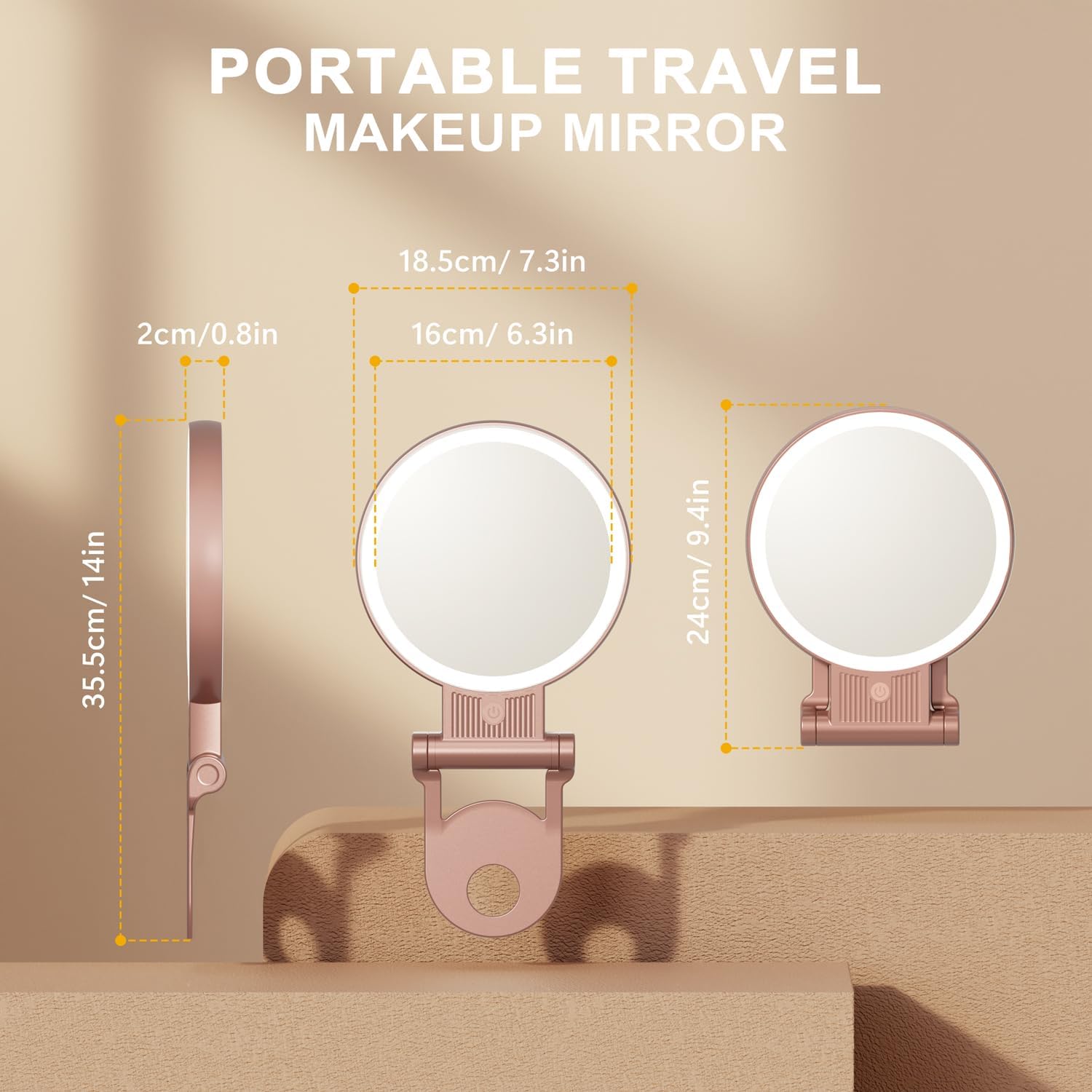 Auxmir - Miroir maquillage double face 30X/1X, LED, 2000mAh, pliable, portable